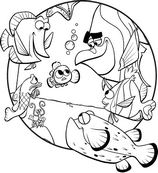 coloriage nemo parle avec les autres poissons